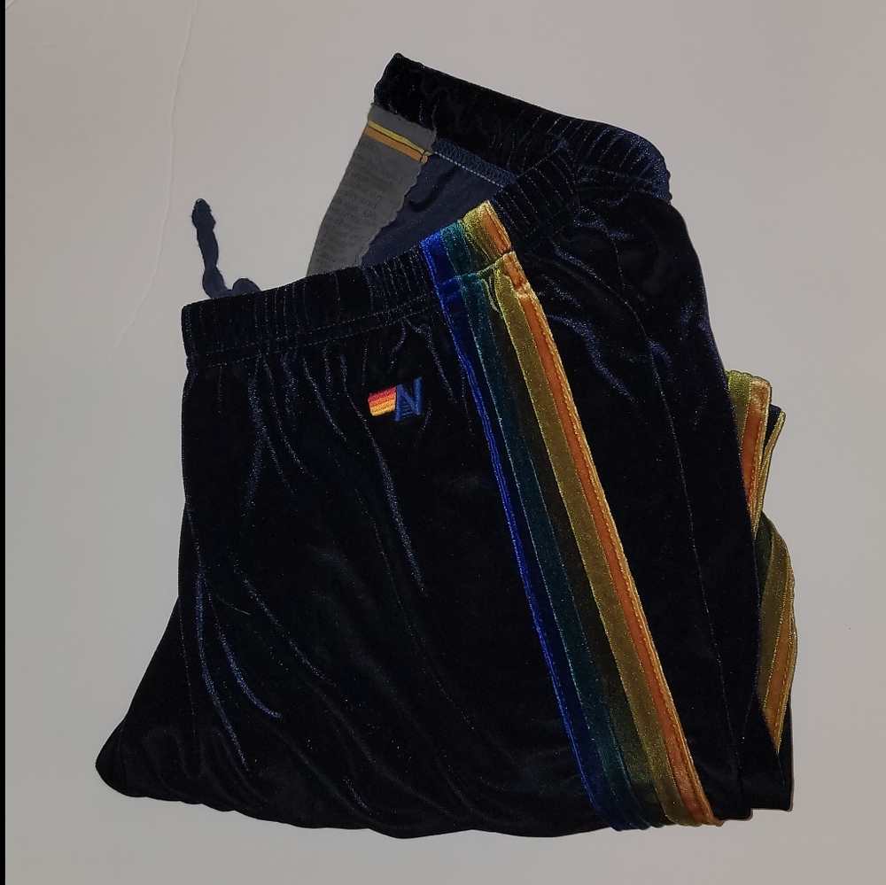 Aviator Nation Size Xl velour velvet sweatpants extra large RARE blue green Pant - Picture 2 of 12